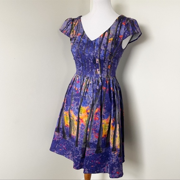 ModCloth Enchanted Forest Frondescent Fete Dusk Thicket Dress Size XS - Picture 3 of 10